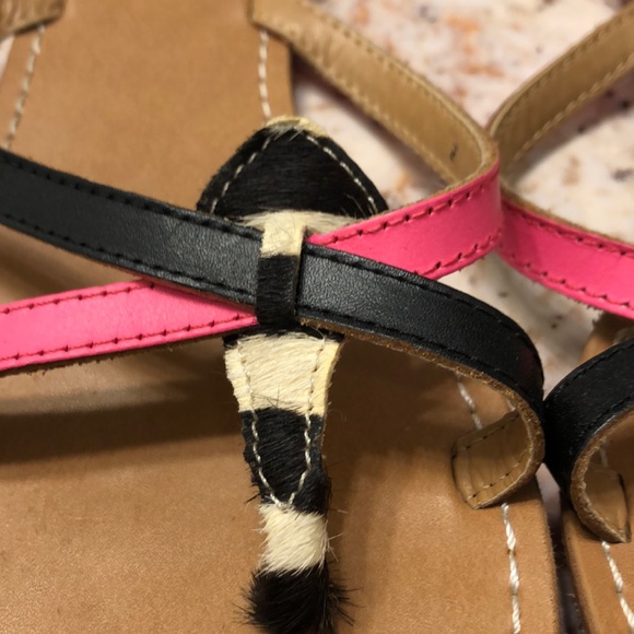 Nine West dress flip flops zebra pink black size 7 - Picture 3 of 3